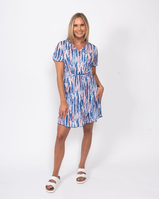 Printed Crinkle Tie Waist Dress in Parade - Crinkle Printed Dress Ralph Lauren