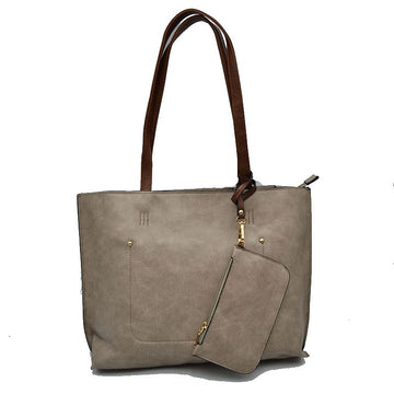 Pu Vegan Leather 2 in 1 Tote Crossbody Handbag - MeeeShop Women's Fashion