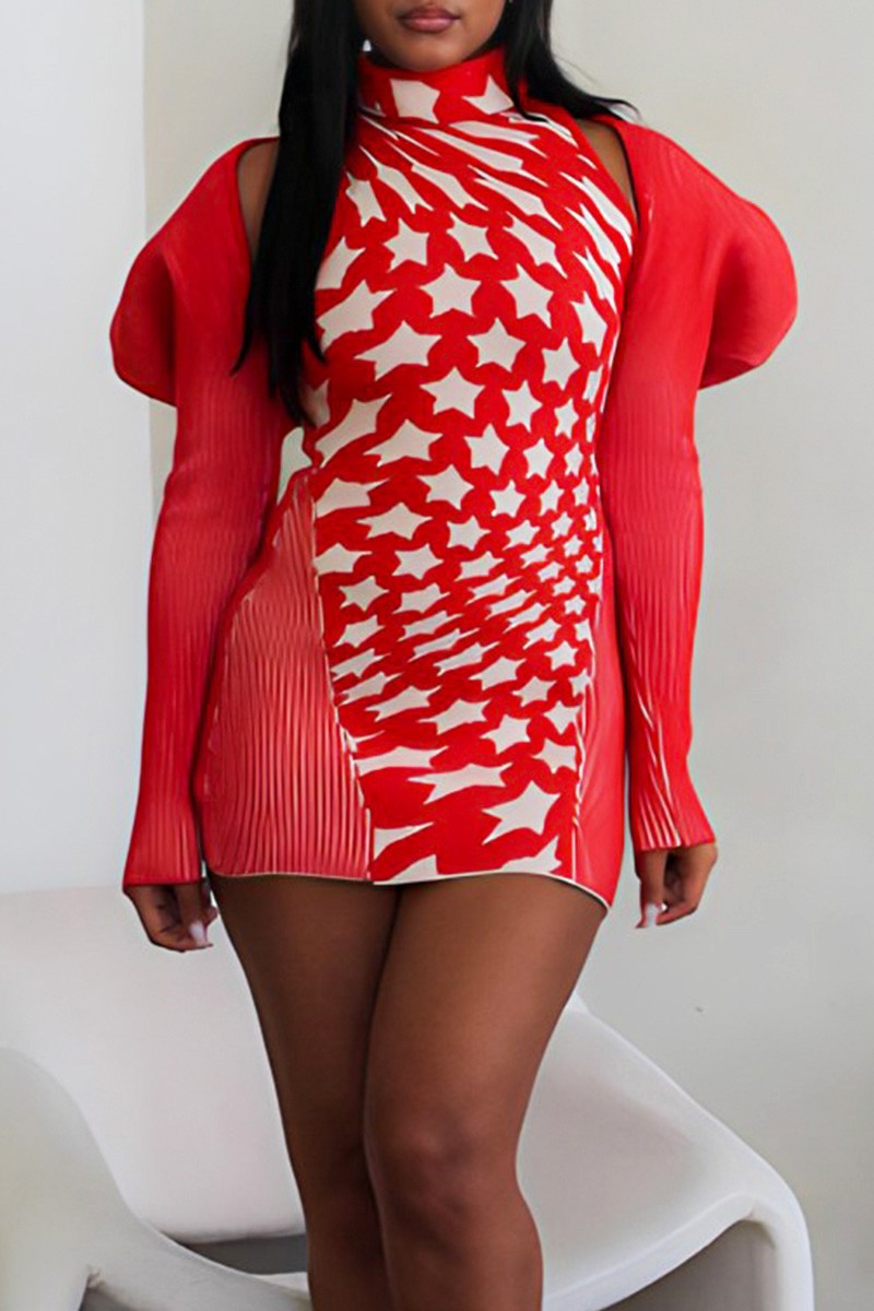 Puff Shoulder Polka Dot Cardigan and Dress Set Large view 3 (dress) - pol cardigan, pol set cardigan, p - shop at us.meeeshop