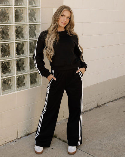 pullover wide leg Pullover Wide Leg Pants 2pcs Outfit - Black Black (bottom) - shop at us.meeeshop