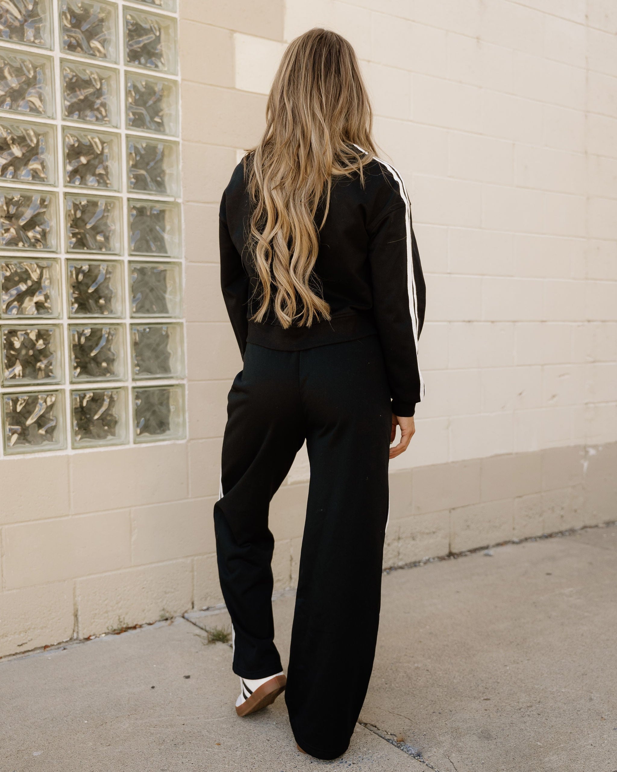 Pullover Wide Leg Pants 2pcs Outfit - Black view 7 (bottom) - wide leg pullover pants, straight leg pul - shop at us.meeeshop