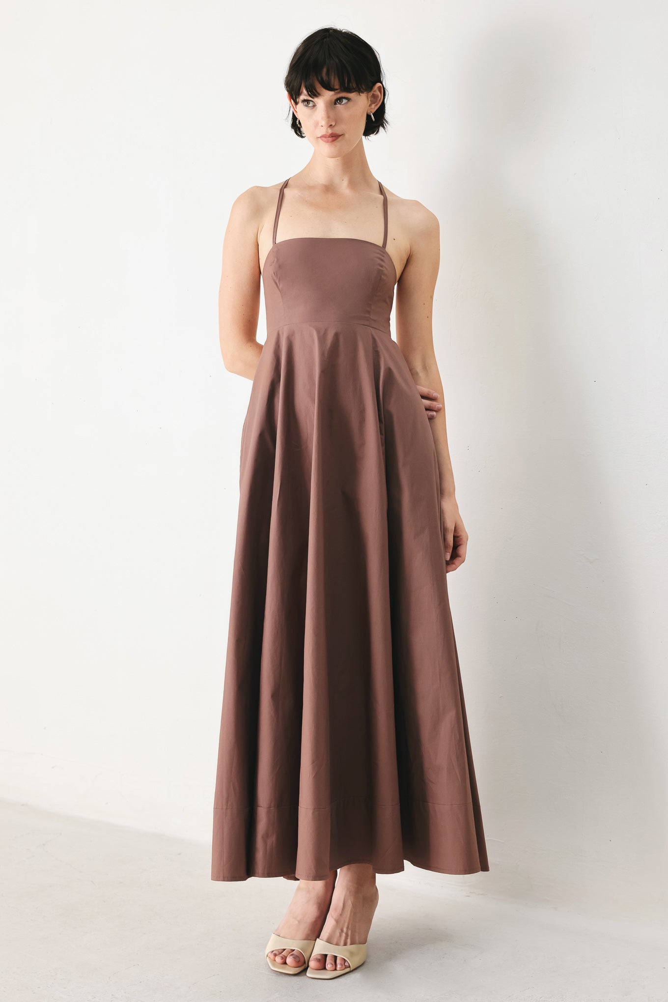 Pure Line Woven Midi Dress in BLACK view 6 - Pure Cotton A Line Dress