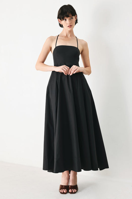 Pure Line Woven Midi Dress in COCOA view 2 - Pure Cotton A Line Dress