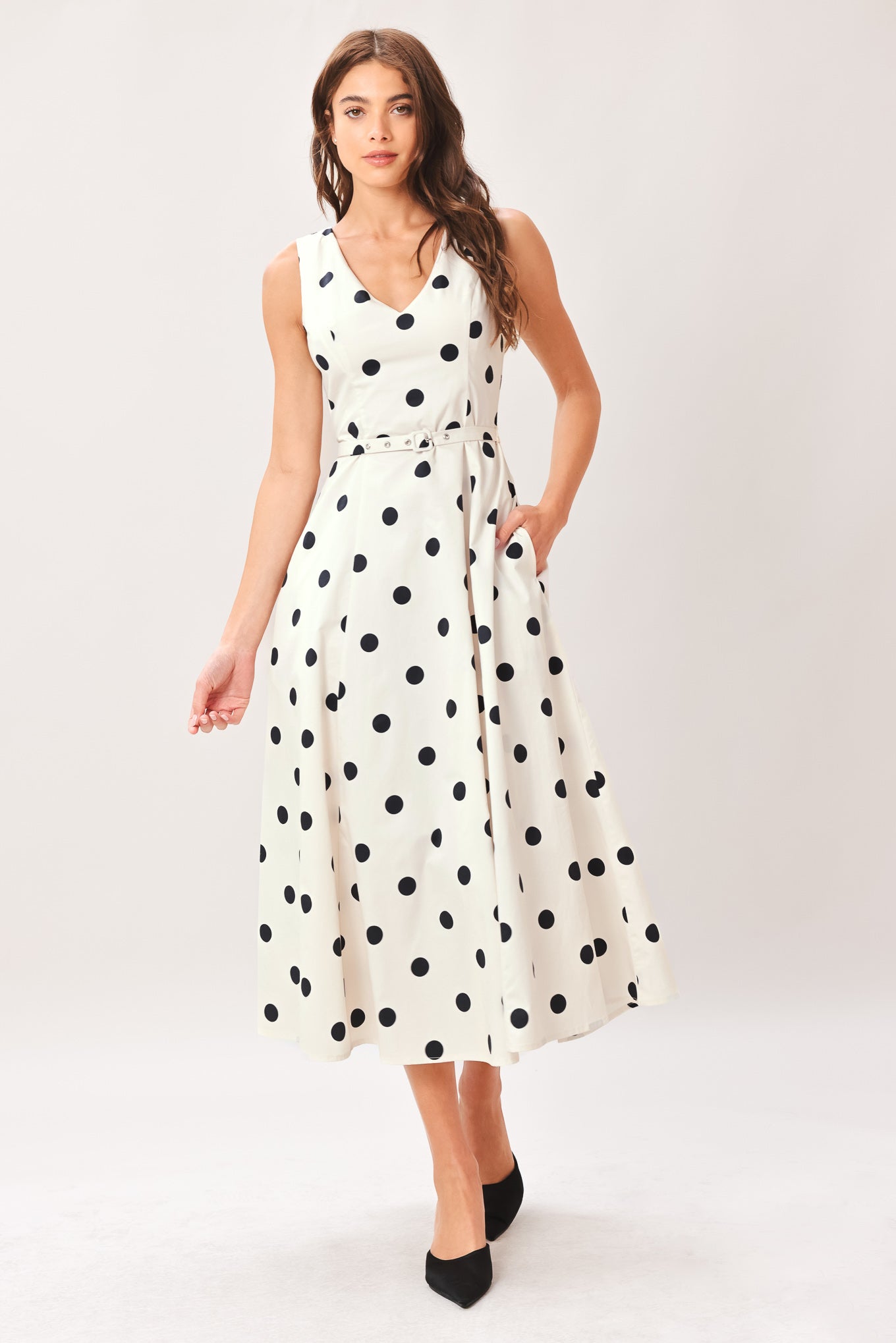 Pure Polka Woven Midi Dress view 4 - Pol Dress