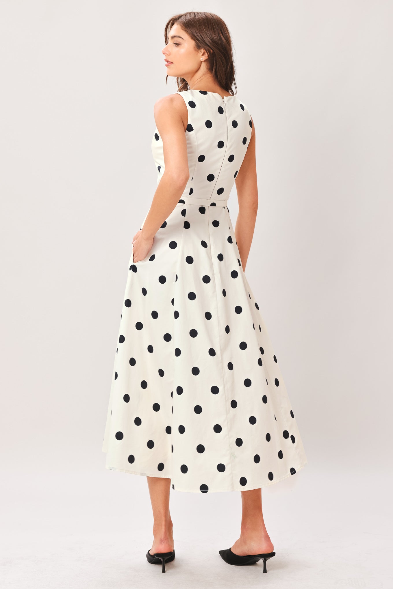 Pure Polka Woven Midi Dress view 6 - Pol Dress