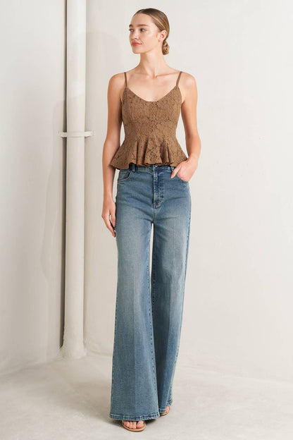 Purely Romantic Woven Lace Cami Top in LIGHT BLUE view 4