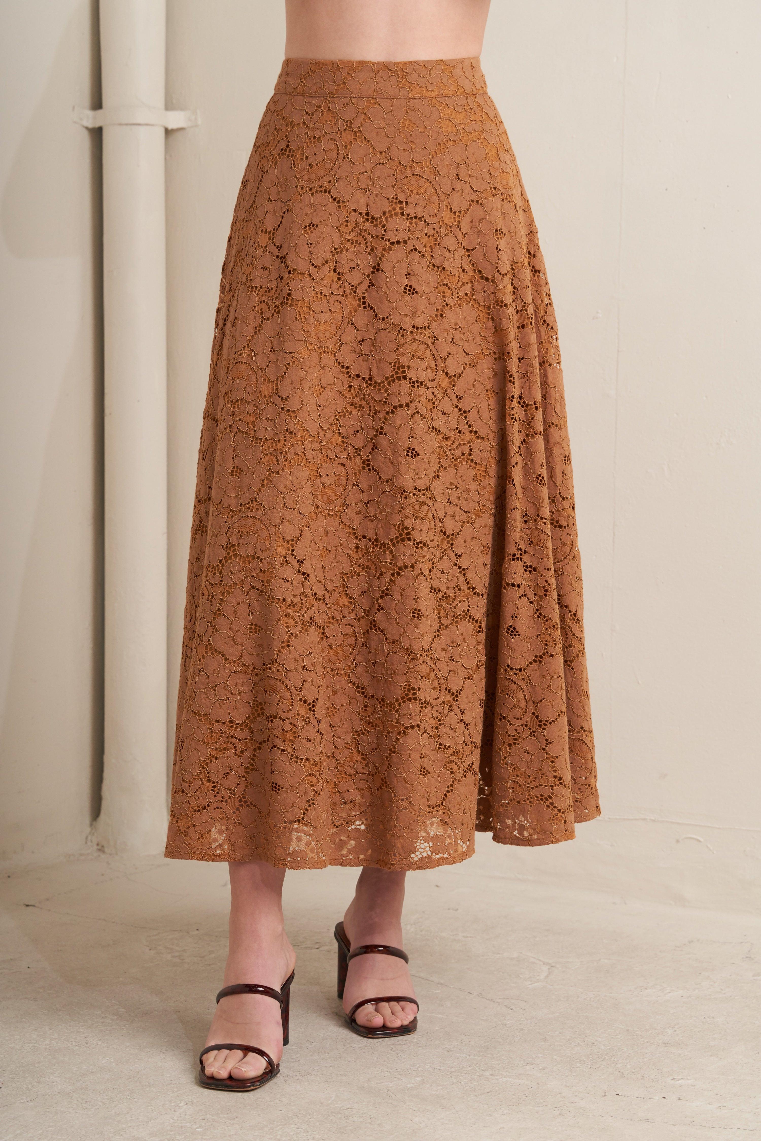 Purely Romantic Woven Lace Midi Skirt CREAM view 3 (dress) - "shop-app-banner" shopify - shop at us.meeeshop
