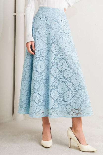 Purely Romantic Woven Lace Midi Skirt in CREAM (dress)