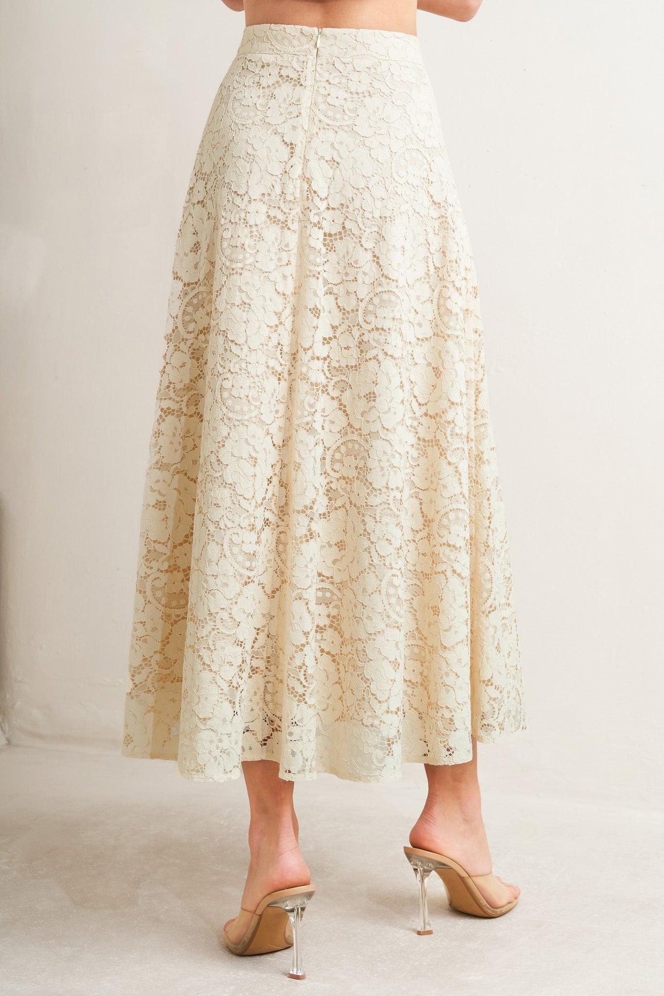 Purely Romantic Woven Lace Midi Skirt in LIGHT BLUE view 7 (dress)