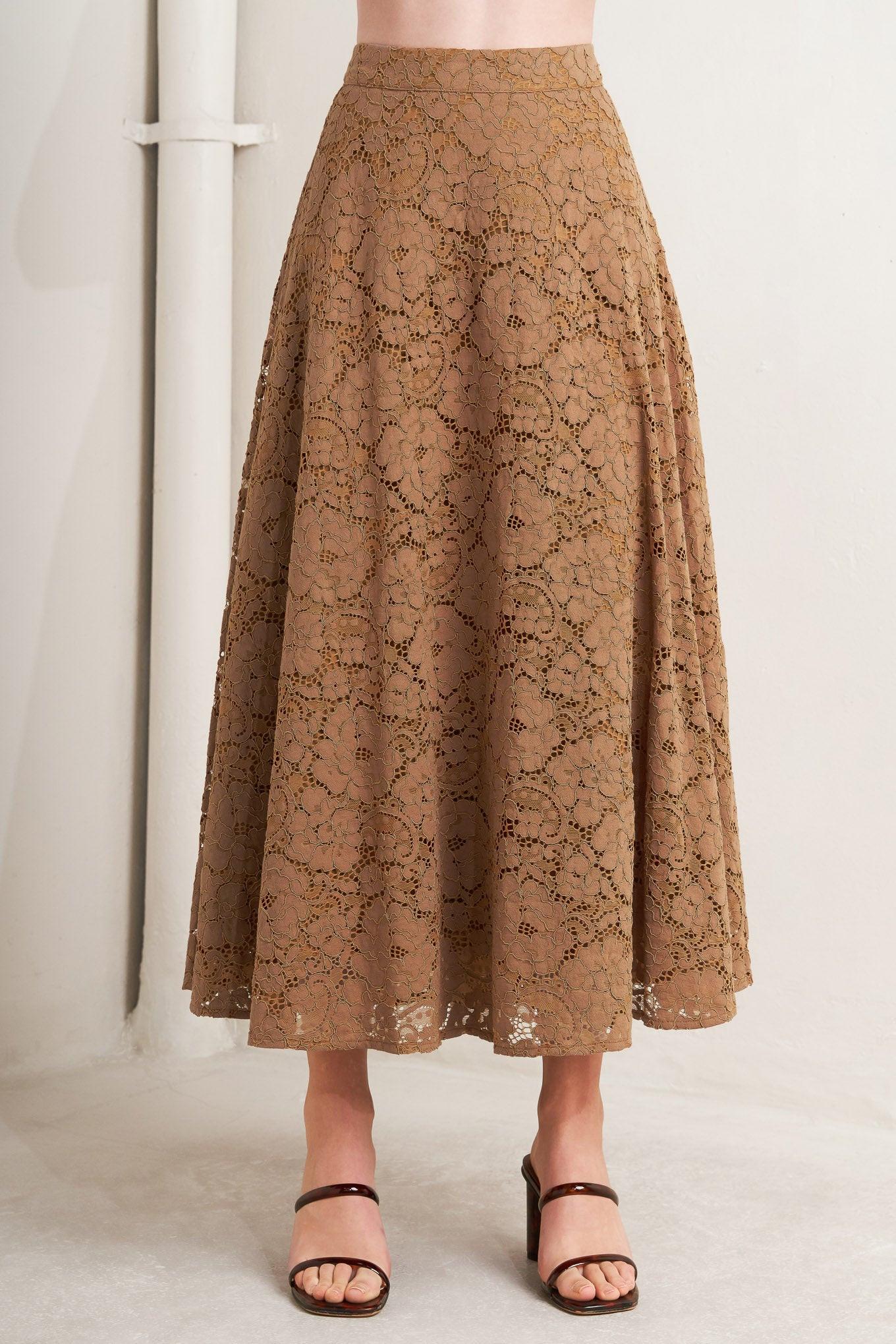 Purely Romantic Woven Lace Midi Skirt in LIGHT BLUE view 9 (dress)