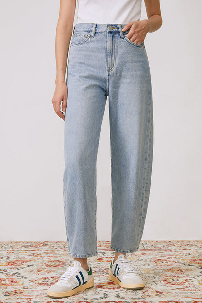 Queens of Noise High Rise Barrel Jeans Hj026 [final Sale] in Light Blue view 5 - High-Waisted - Sale Jeans (bottom)