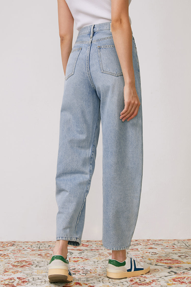 Queens of Noise High Rise Barrel Jeans Hj026 [final Sale] in Light Blue view 7 - High-Waisted - Sale Jeans (bottom)