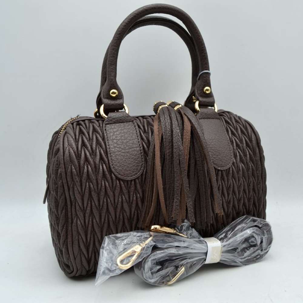 Quilted Chevron Satchel Handbag | Textured Top-handle Crossbody Purse in Lavender view 4 - Quilted Chevron Bag