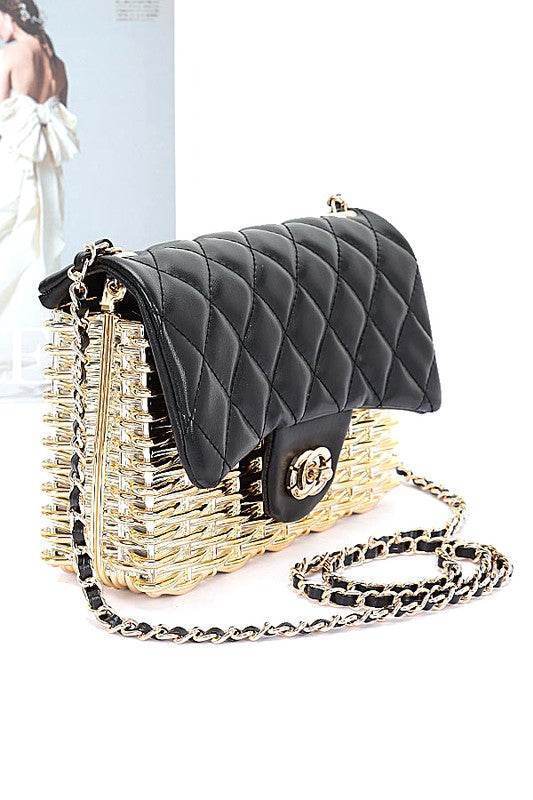 Quilted Flap Acrylic Shoulder Bag - us.meeeshop