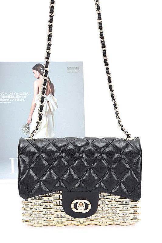 Quilted Flap Acrylic Shoulder Bag - us.meeeshop