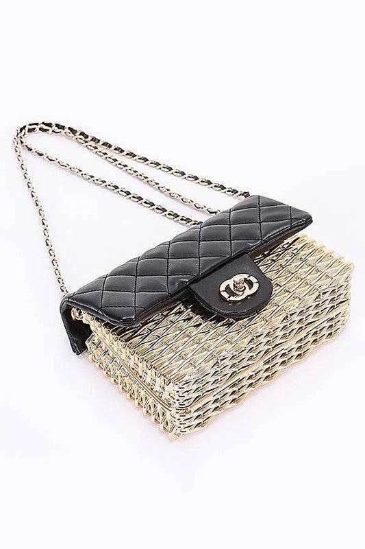 Quilted Flap Acrylic Shoulder Bag - us.meeeshop