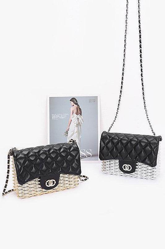 Quilted Flap Acrylic Shoulder Bag - us.meeeshop