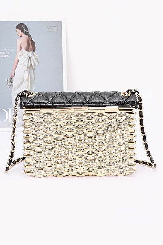 Quilted Flap Acrylic Shoulder Bag - us.meeeshop