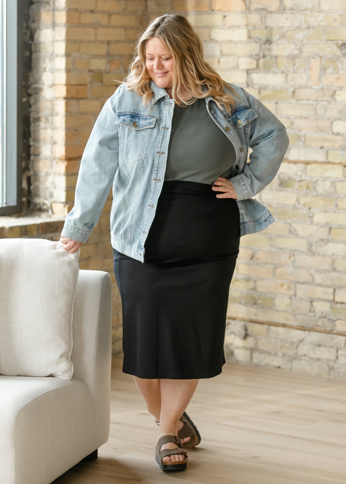 Quinn Black Knit Midi Skirt in S view 2 - Fall Wardrobe Essential - Quinn Black Dress