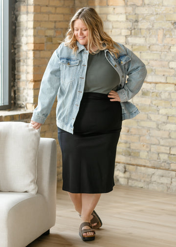 Quinn Black Knit Midi Skirt in S view 2 - Fall Wardrobe Essential - Quinn Black Dress