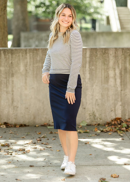 Quinn Navy Knit Midi Skirt view 11 - Fall Wardrobe Essential (dress)