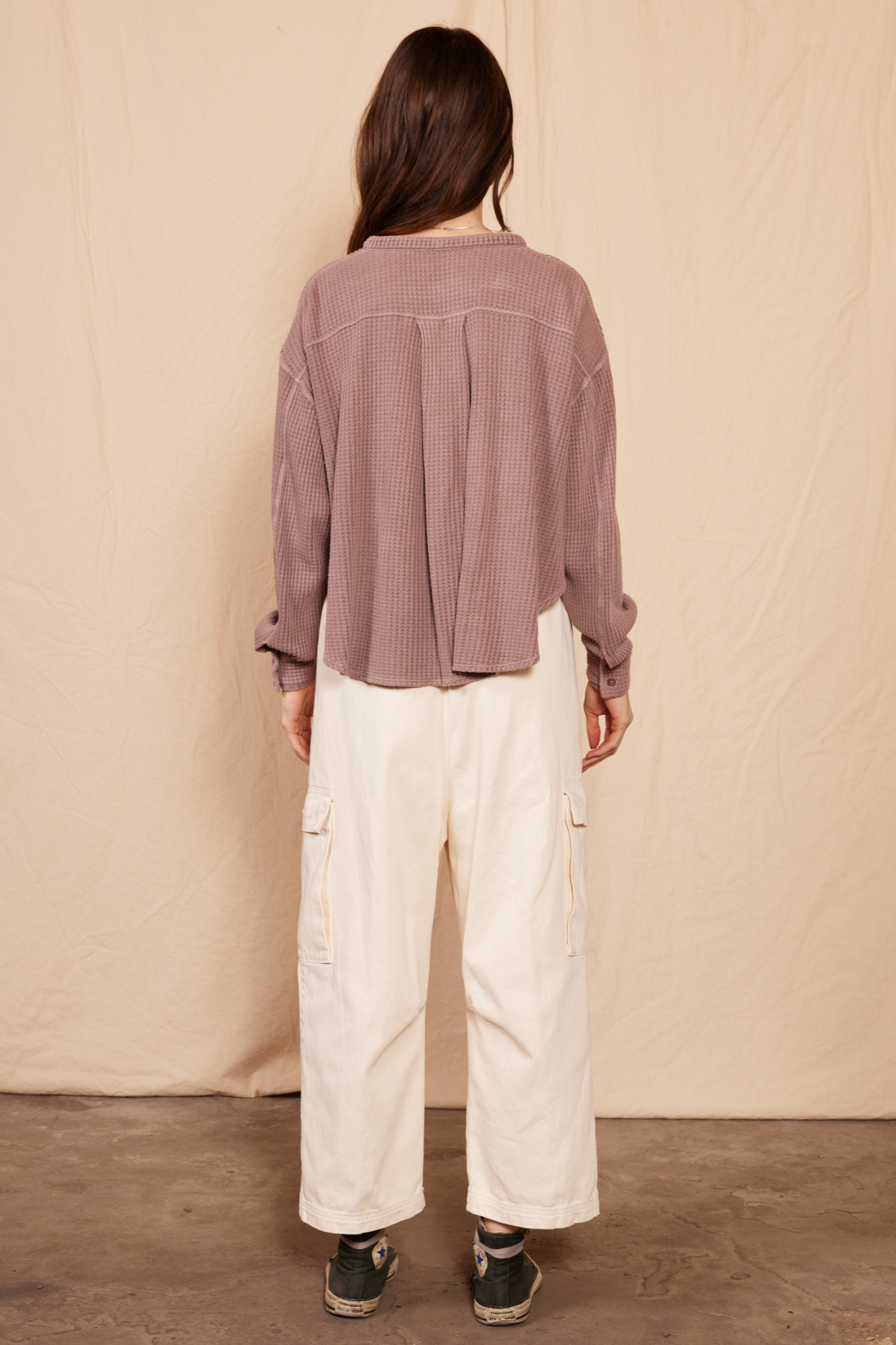 Quinn Waffle Top in Ecru view 11