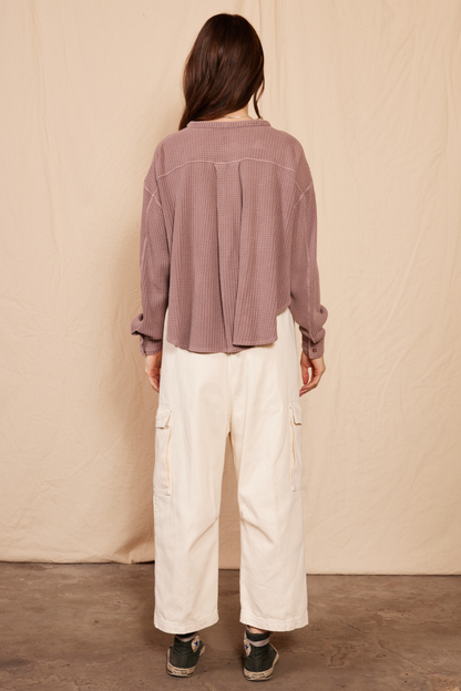 Quinn Waffle Top in Ecru view 11