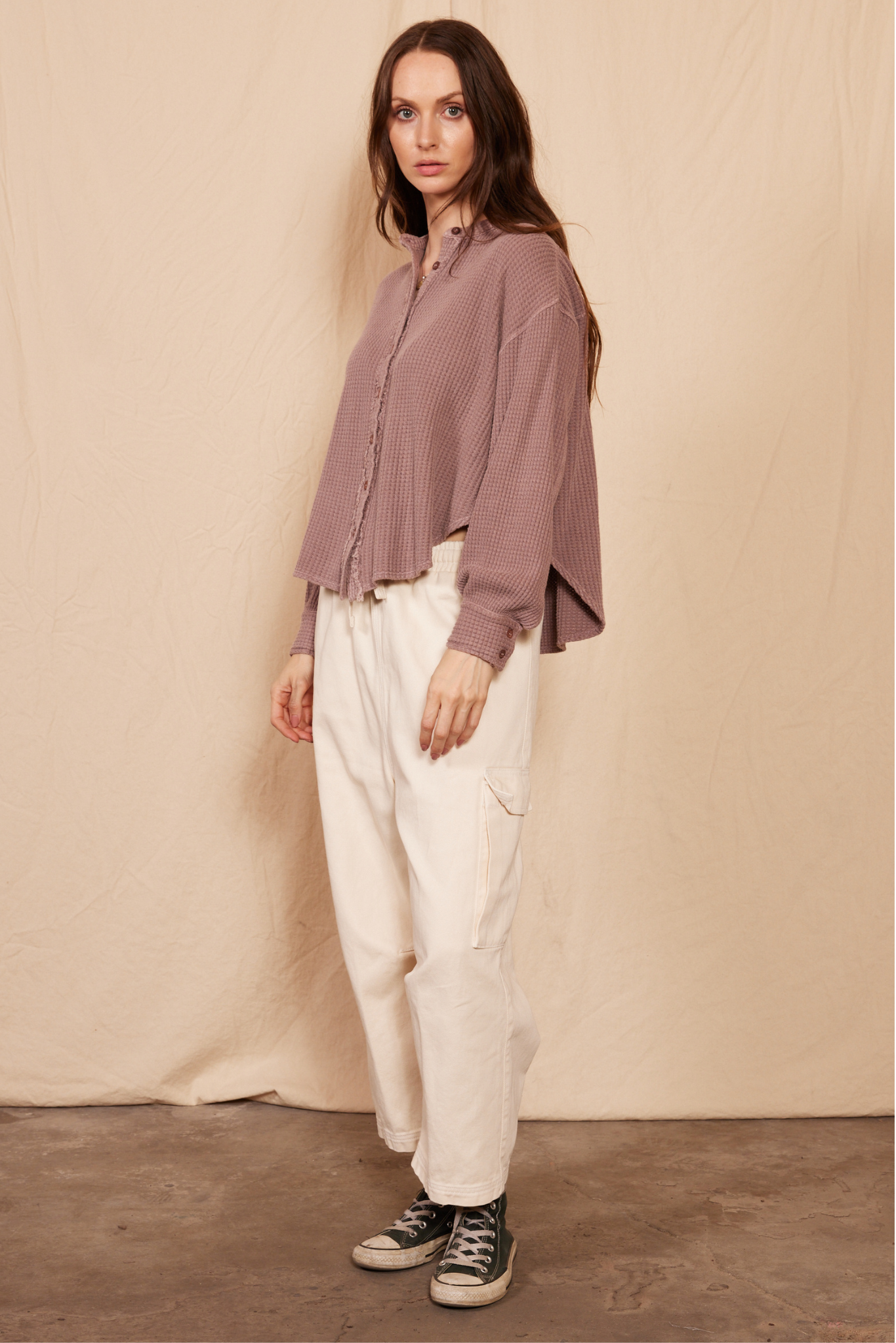 Quinn Waffle Top in Light Pink view 10