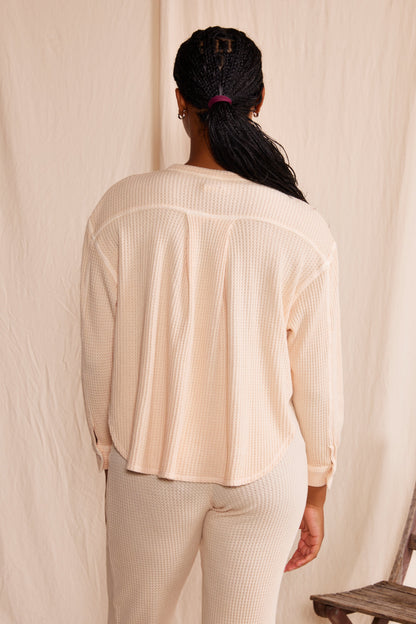 Quinn Waffle Top in Light Pink view 6