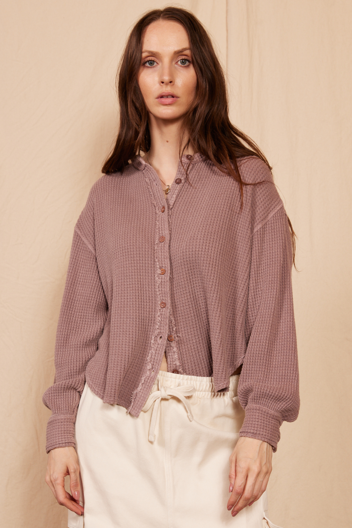Quinn Waffle Top in Light Pink view 7