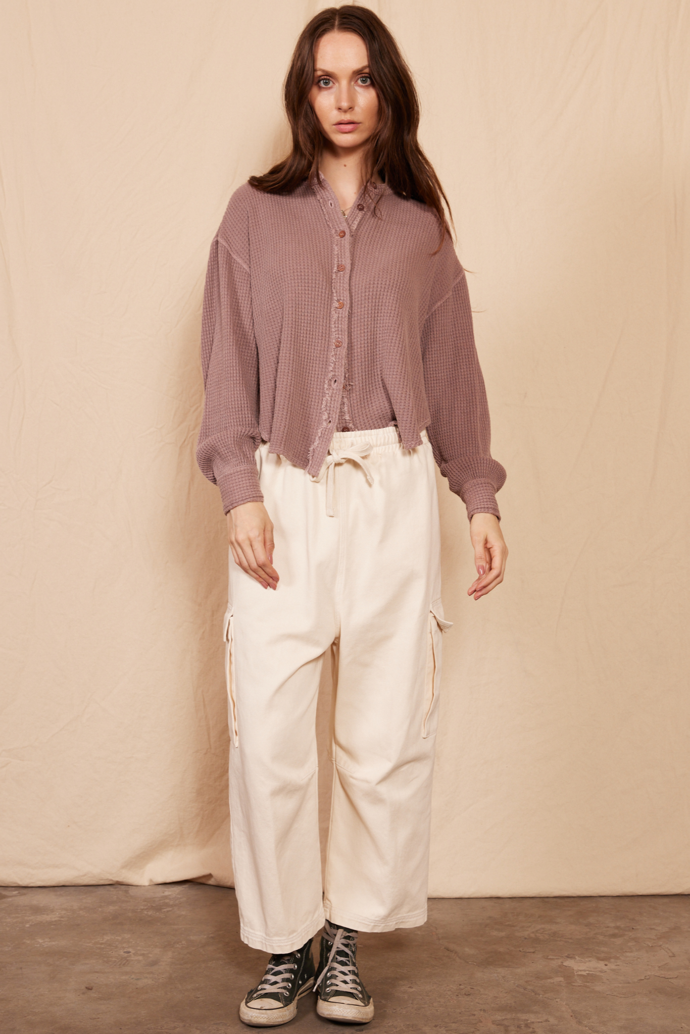 Quinn Waffle Top in Light Pink view 9