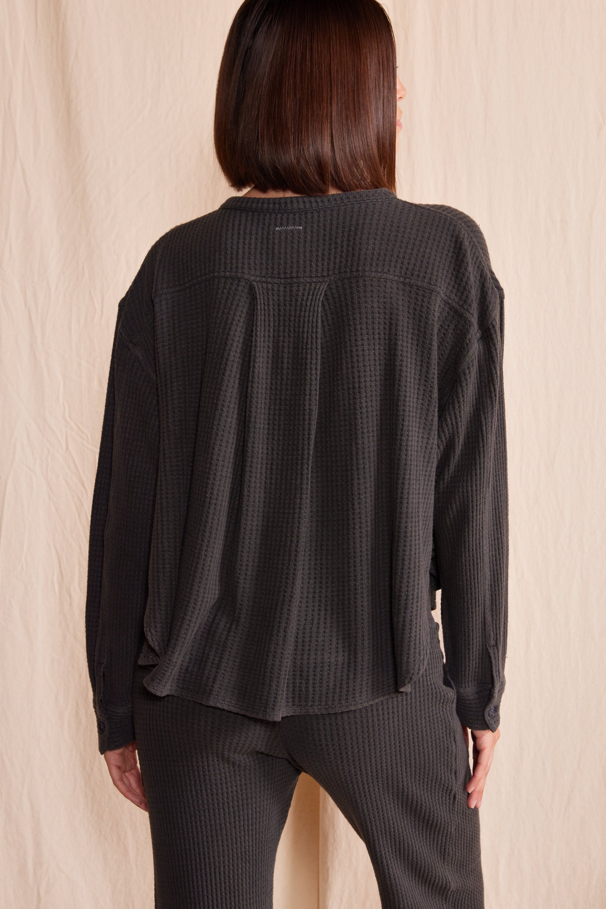 Quinn Waffle Top in Vintage Black view 2