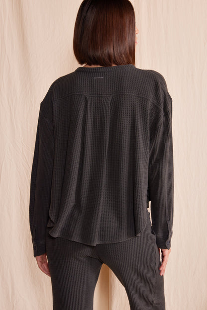 Quinn Waffle Top in Vintage Black view 2