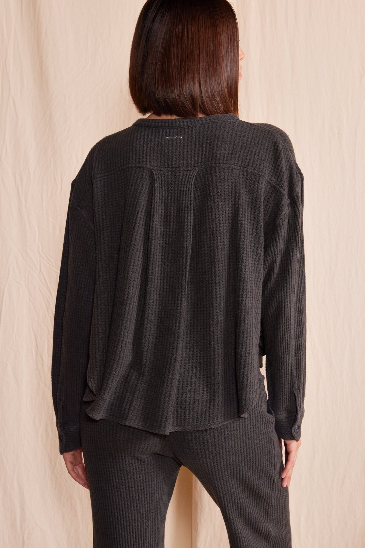 Quinn Waffle Top in Vintage Black view 2