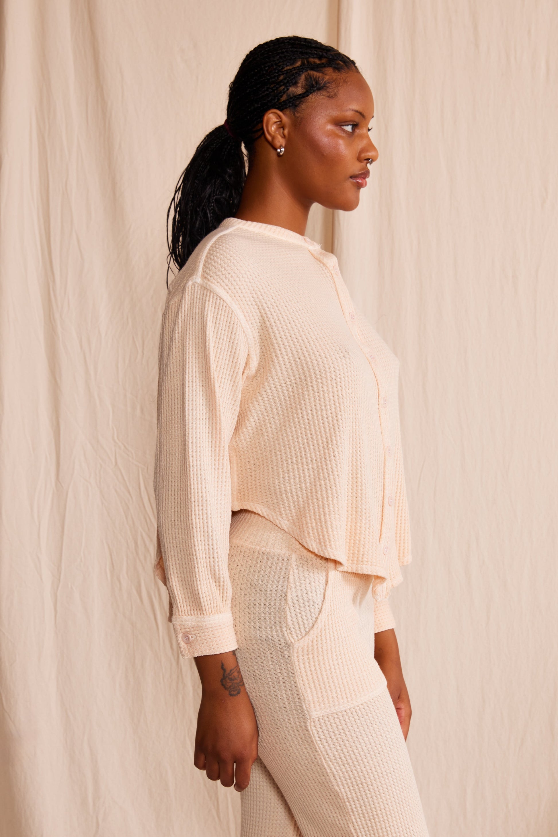 Quinn Waffle Top in Vintage Black view 5
