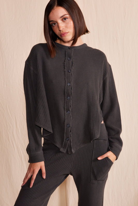 quinn waffle top Quinn Waffle Top Vintage Black (top) - shop at us.meeeshop
