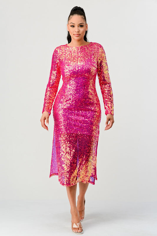 Radiant Sequin Ombre Midi Dress in M view 2 - Elyssa Radiance Sequin Dress