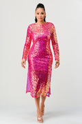 Radiant Sequin Ombre Midi Dress M view 2 (dress) - elyssa radiance sequin dress, radiant bronze sequin  - shop at us.meeeshop