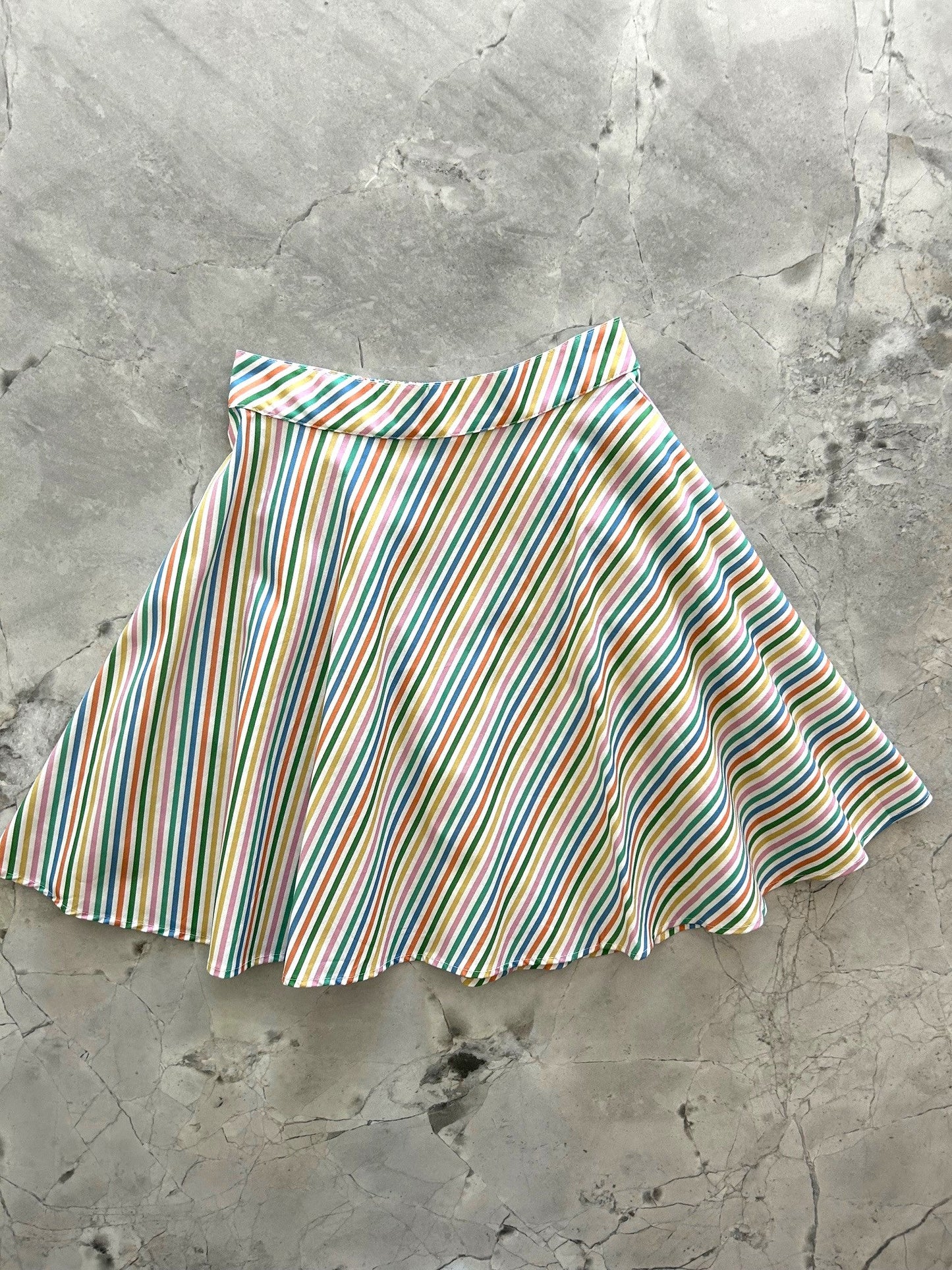 Rainbow Stripe Skater Skirt in M view 3 - Rainbow Striped Skirt Set