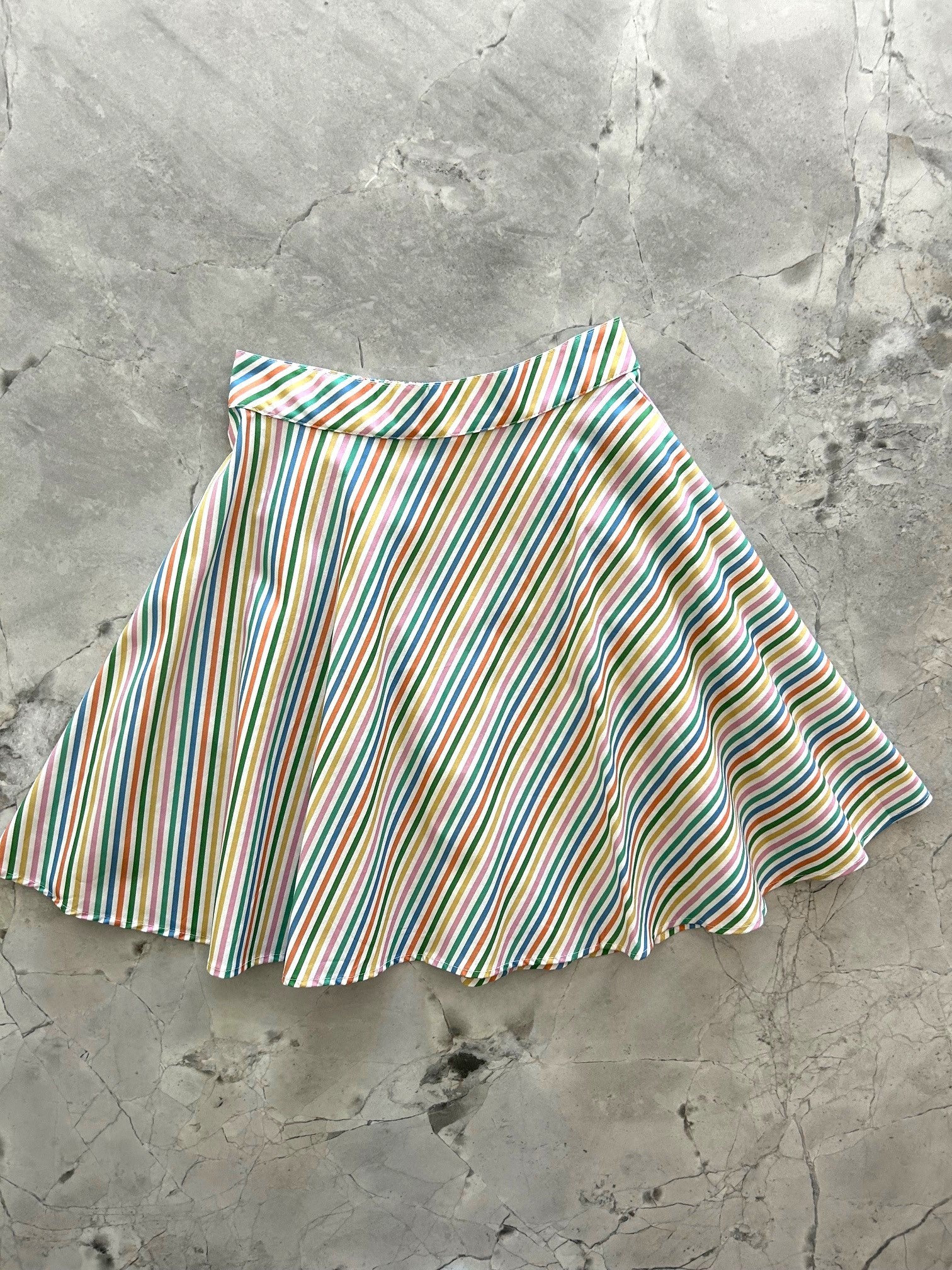 Rainbow Stripe Skater Skirt in M view 3 - Rainbow Striped Skirt Set