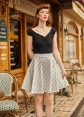 Rainbow Stripe Skater Skirt XS (skirt) - rainbow striped skirt set, rainbow stripe maxi skirt, boden ra - shop at us.meeeshop