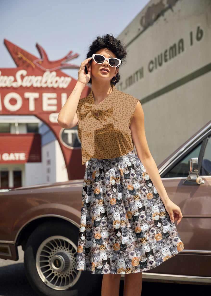 Realistic Cats A-line Skirt in L view 4