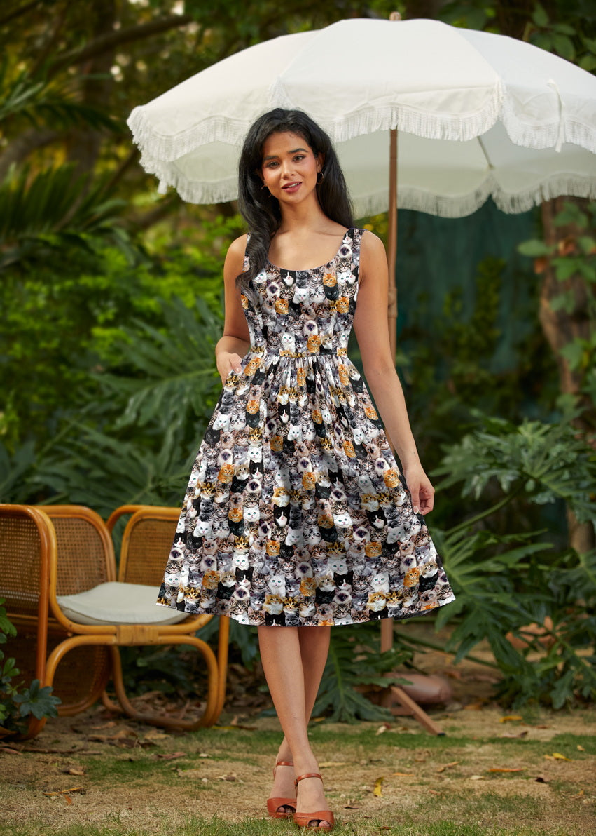 Realistic Cats Fit & Flare Dress in M view 3 - Warrior Cats Dress Up