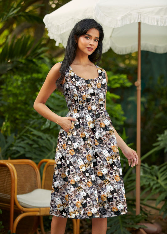 Realistic Cats Fit & Flare Dress in XS - Warrior Cats Dress Up