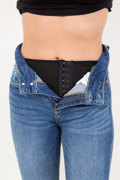 Rebel Corset Double Waist Ankle Distress Jeans in 9 (28) view 5 (bottom)