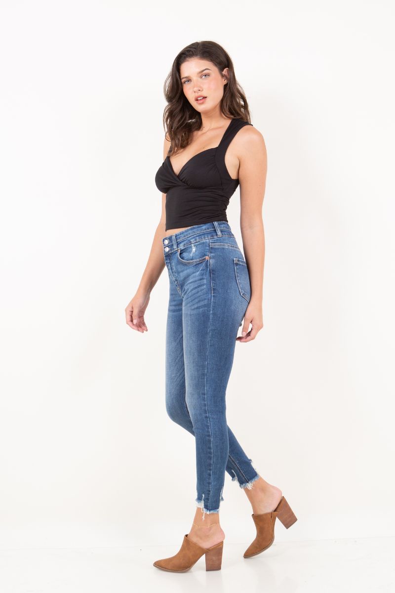 Rebel Corset Double Waist Ankle Distress Jeans in 11 (29) view 6 (bottom)