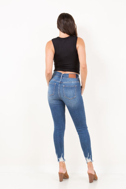 Rebel Corset Double Waist Ankle Distress Jeans in 13 (30) view 7 (bottom)