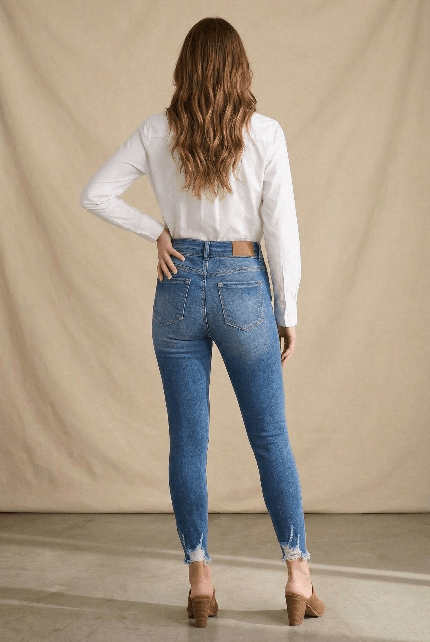 Rebel Corset Double Waist Ankle Distress Jeans in 15 (31) view 8 (bottom)