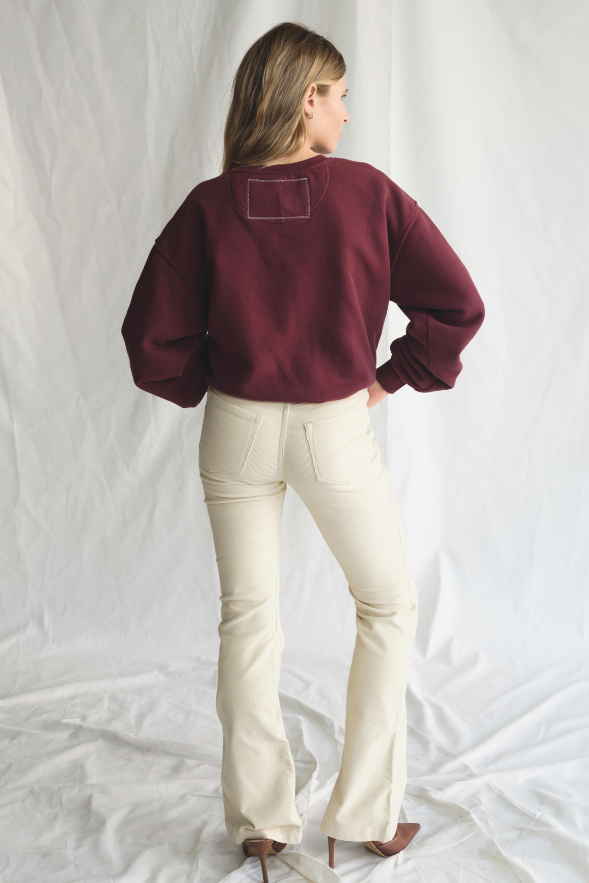 Red Wine & Blue Crewneck Pullover Top in XL view 5 - Wine Red Pullover Women