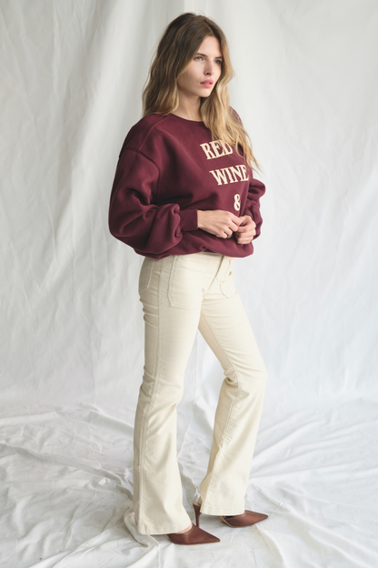 Red Wine & Blue Crewneck Pullover Top view 6 - Wine Red Pullover Women